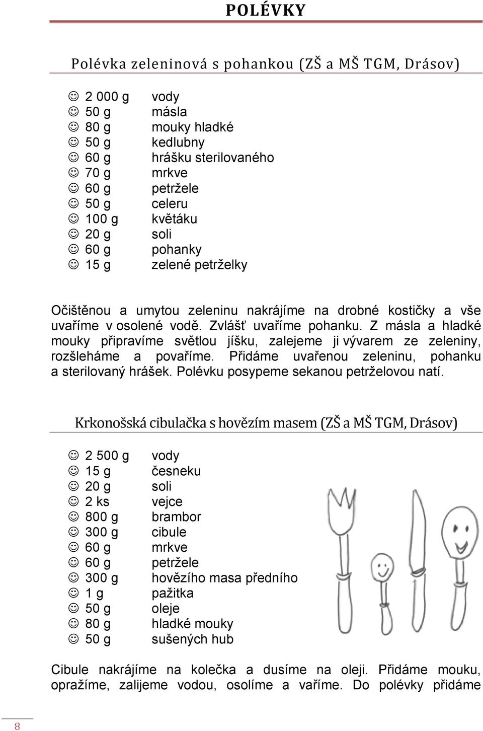 Z másla a hladké mouky připravíme světlou jíšku, zalejeme ji vývarem ze zeleniny, rozšleháme a povaříme. Přidáme uvařenou zeleninu, pohanku a sterilovaný hrášek.