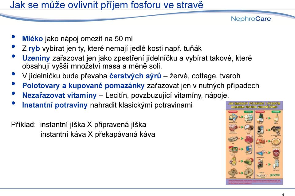 V jídelníčku bude převaha čerstvých sýrů žervé, cottage, tvaroh Polotovary a kupované pomazánky zařazovat jen v nutných případech Nezařazovat