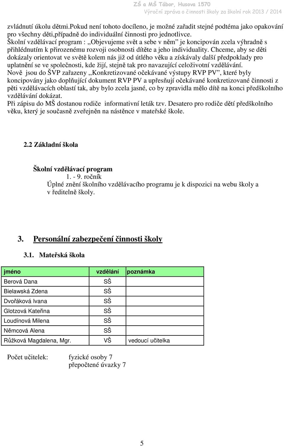 Chceme, aby se děti dokázaly orientovat ve světě kolem nás již od útlého věku a získávaly další předpoklady pro uplatnění se ve společnosti, kde žijí, stejně tak pro navazující celoživotní vzdělávání.