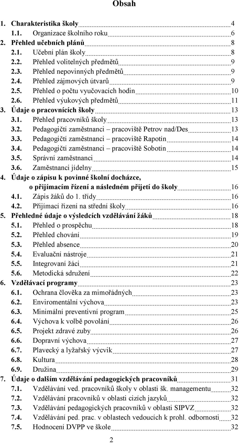 3. Pedagogičtí zaměstnanci pracoviště Rapotín 14 3.4. Pedagogičtí zaměstnanci pracoviště Sobotín 14 3.5. Správní zaměstnanci 14 3.6. Zaměstnanci jídelny 15 4.