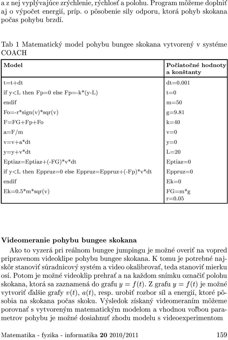 81 F=FG+Fp+Fo k=40 a=f/m v=0 v=v+a*dt y=0 y=y+v*dt L=20 Eptiaz=Eptiaz+(-FG)*v*dt if y<l then Eppruz=0 else Eppruz=Eppruz+(-Fp)*v*dt endif Ek=0.5*m*sqr(v) Eptiaz=0 Eppruz=0 Ek=0 FG=m*g r=0.