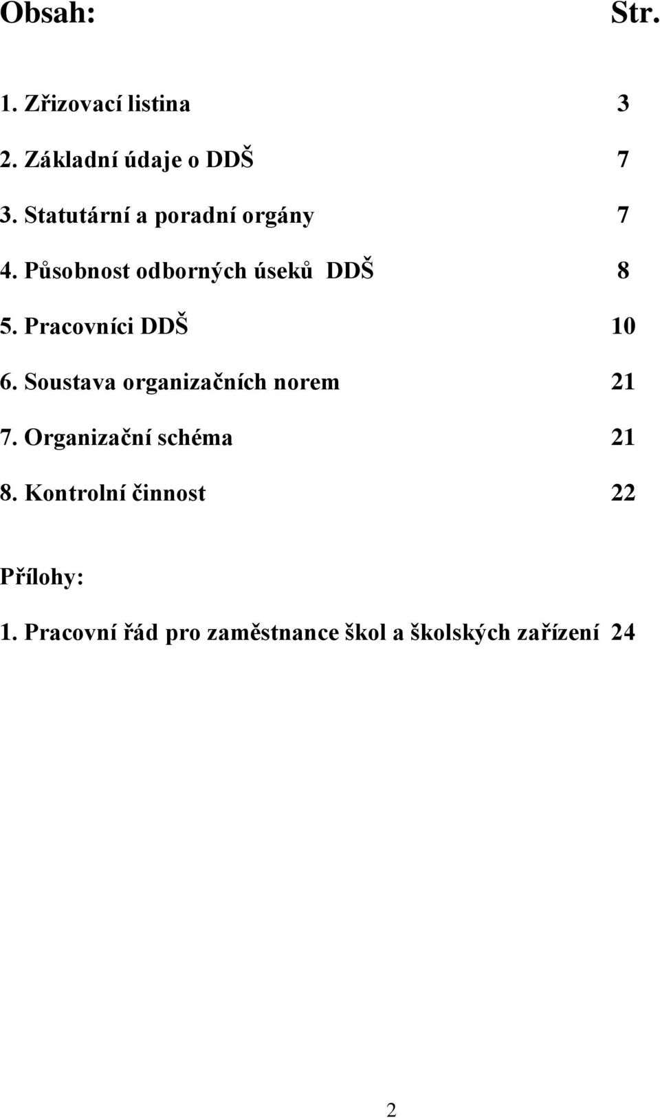 Pracovníci DDŠ 10 6. Soustava organizačních norem 21 7.