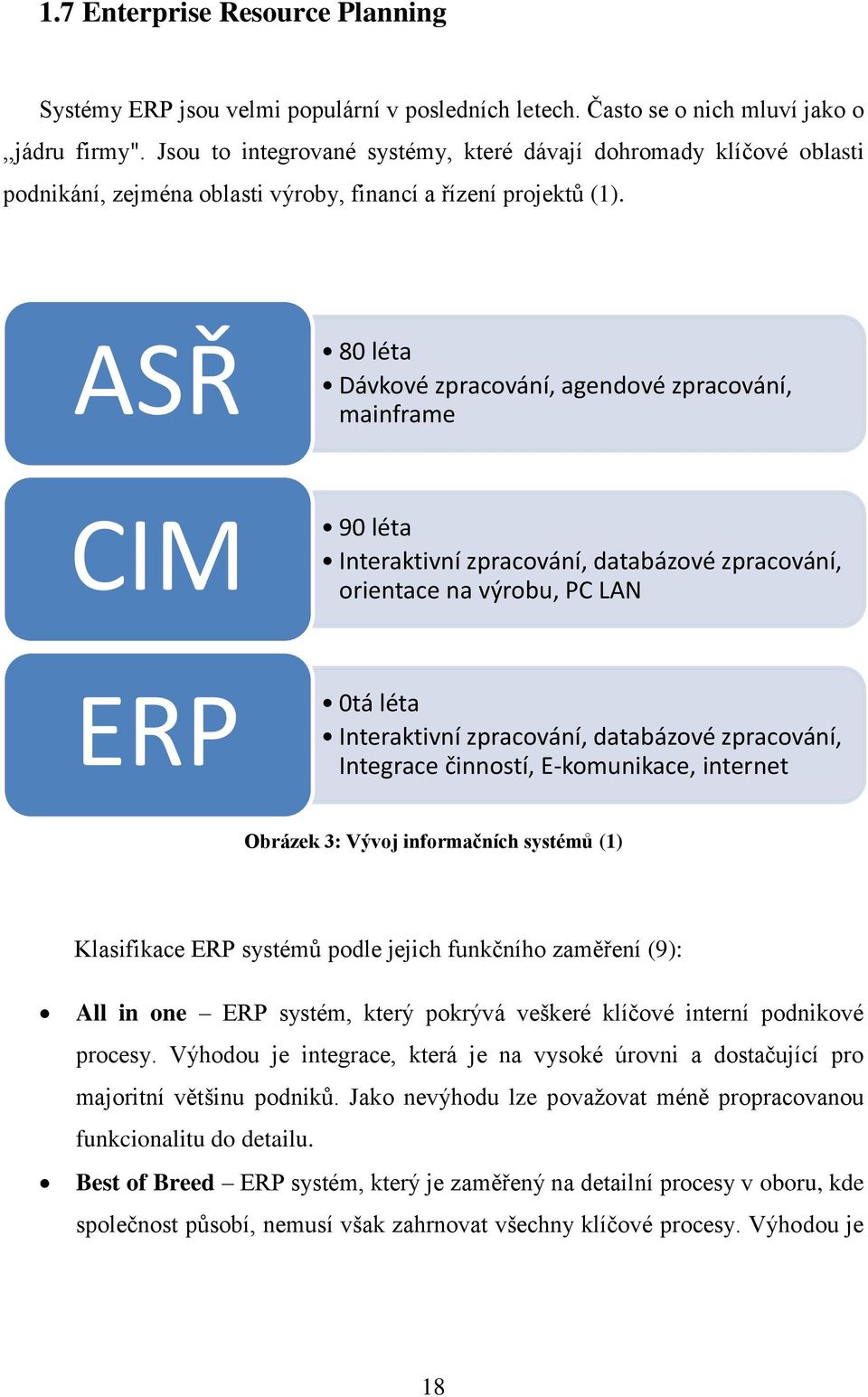 ASŘ 80 léta Dávkové zpracování, agendové zpracování, mainframe CIM 90 léta Interaktivní zpracování, databázové zpracování, orientace na výrobu, PC LAN ERP 0tá léta Interaktivní zpracování, databázové