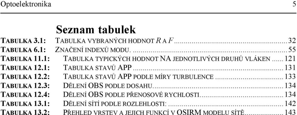 : TABULKA STAVŮ APP PODLE MÍRY TURBULENCE...33 TABULKA.3: DĚLENÍ OBS PODLE DOSAHU...34 TABULKA.