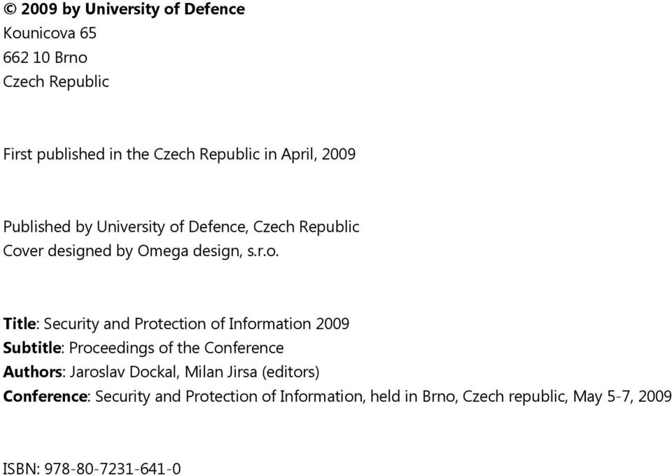 Defence, Czech Republic Cov