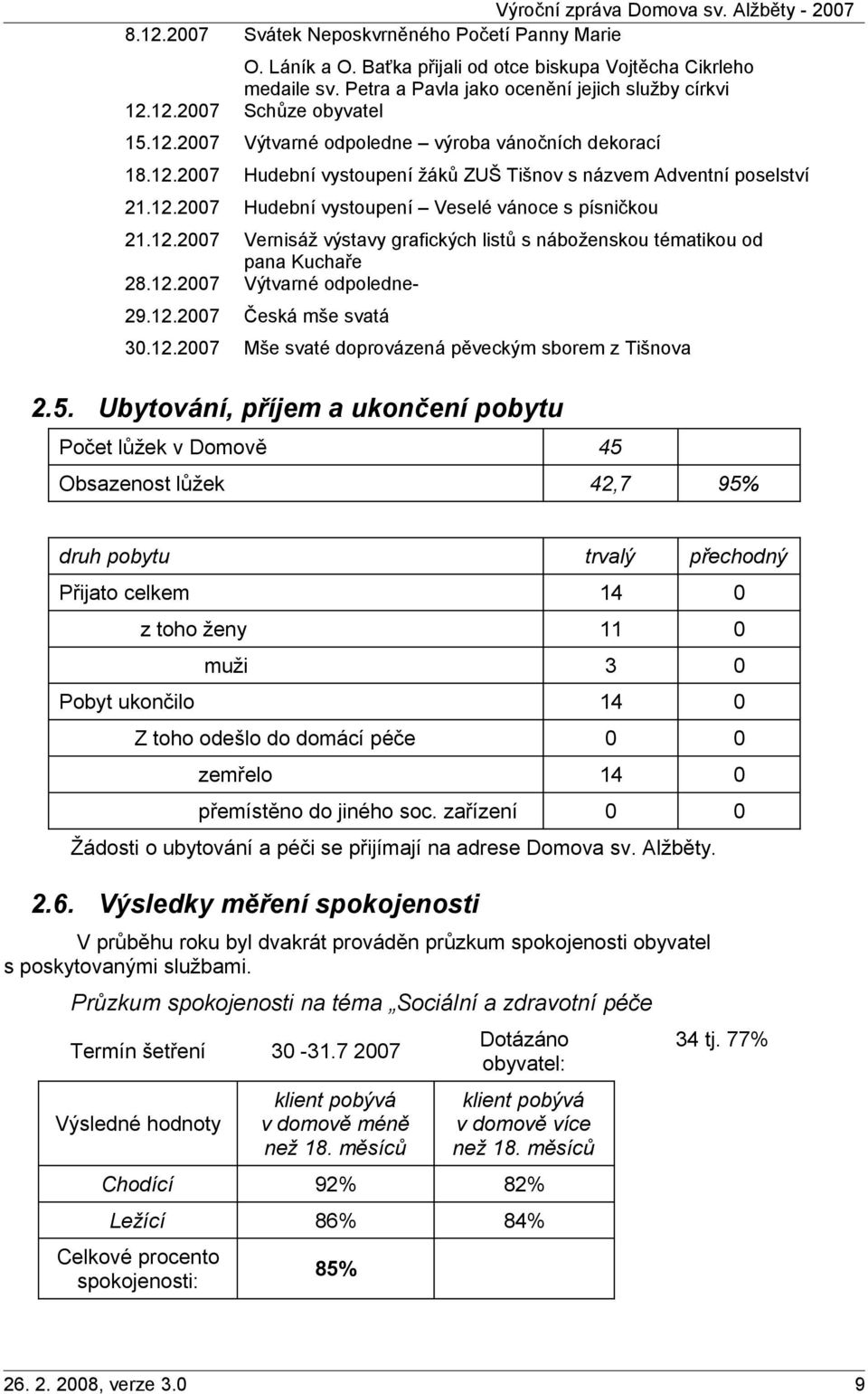 12.2007 Výtvarné odpoledne- 29.12.2007 Česká mše svatá 30.12.2007 Mše svaté doprovázená pěveckým sborem z Tišnova 2.5.