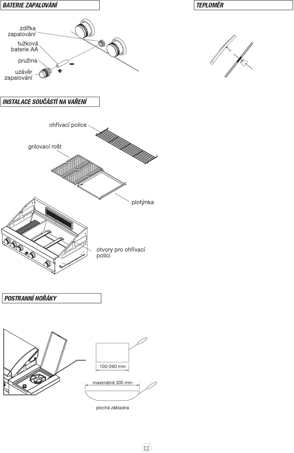 ohřívací police grilovací rošt plotýnka otvory pro ohřívací