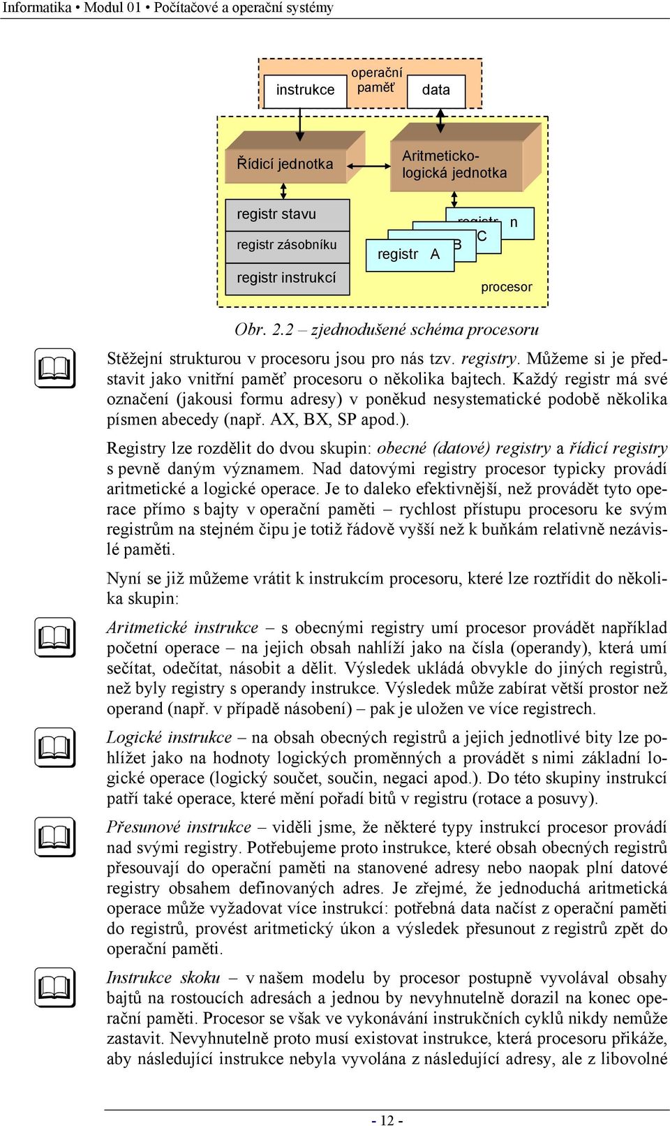 Každý registr má své označení (jakousi formu adresy) v poněkud nesystematické podobě několika písmen abecedy (např. AX, BX, SP apod.). Registry lze rozdělit do dvou skupin: obecné (datové) registry a řídicí registry s pevně daným významem.