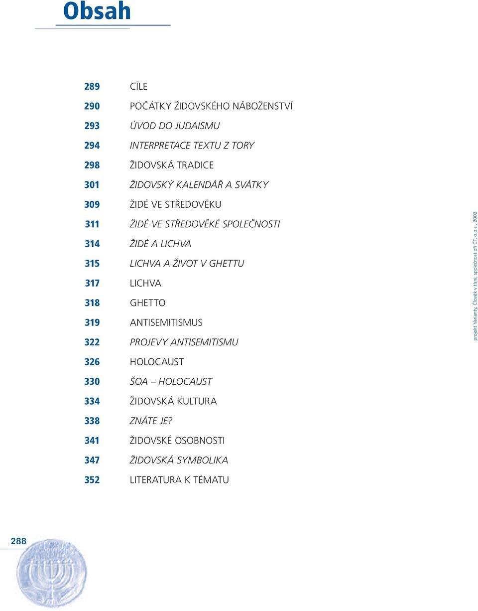 315 LICHVA A ŽIVOT V GHETTU 317 LICHVA 318 GHETTO 319 ANTISEMITISMUS 322 PROJEVY ANTISEMITISMU 326 HOLOCAUST 330