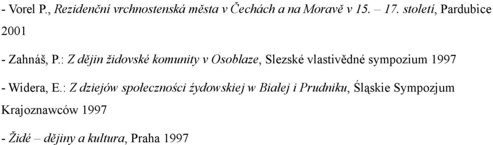 : Z dějin židovské komunity v Osoblaze, Slezské vlastivědné sympozium 1997 -