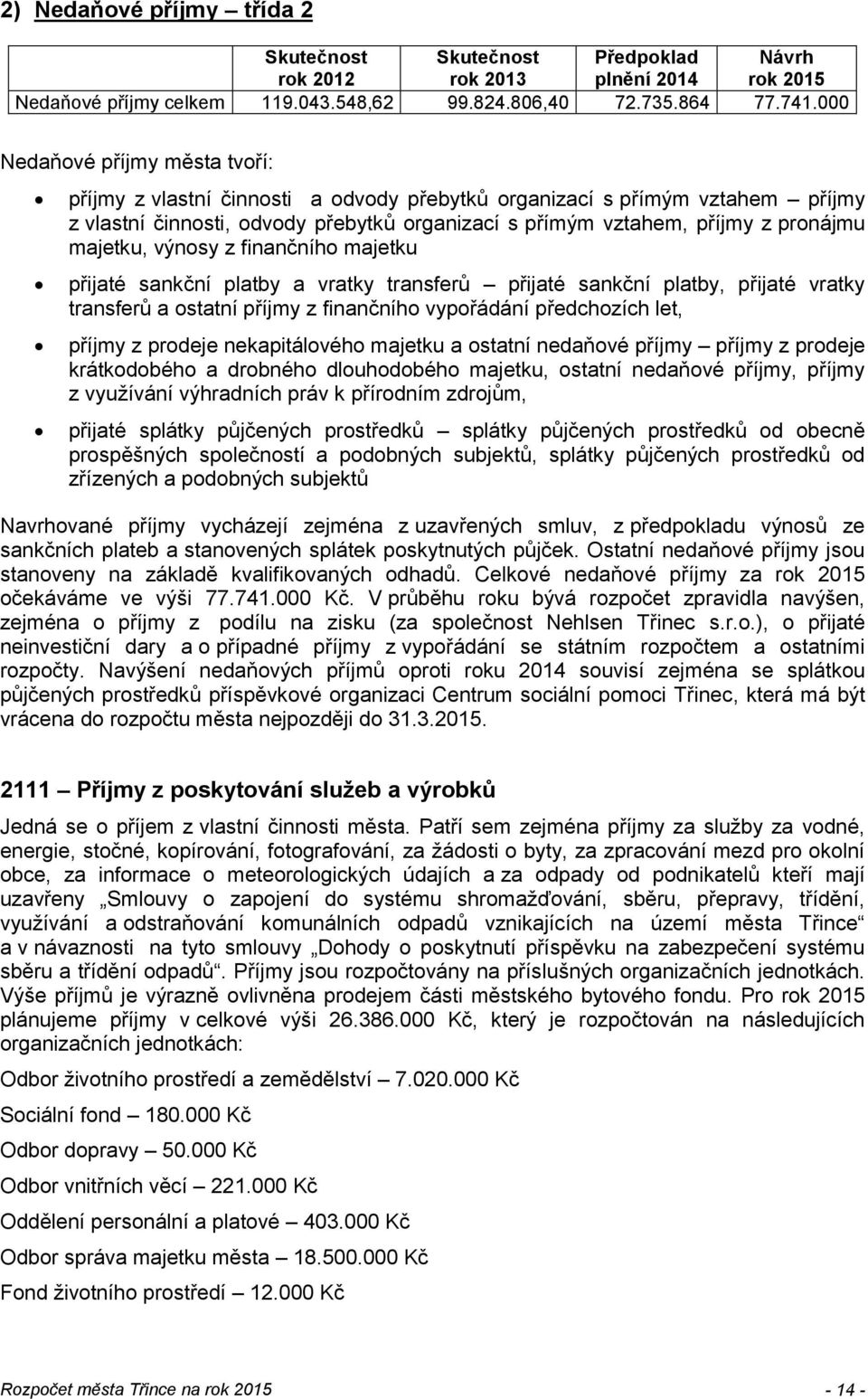 majetku, výnosy z finančního majetku přijaté sankční platby a vratky transferů přijaté sankční platby, přijaté vratky transferů a ostatní příjmy z finančního vypořádání předchozích let, příjmy z