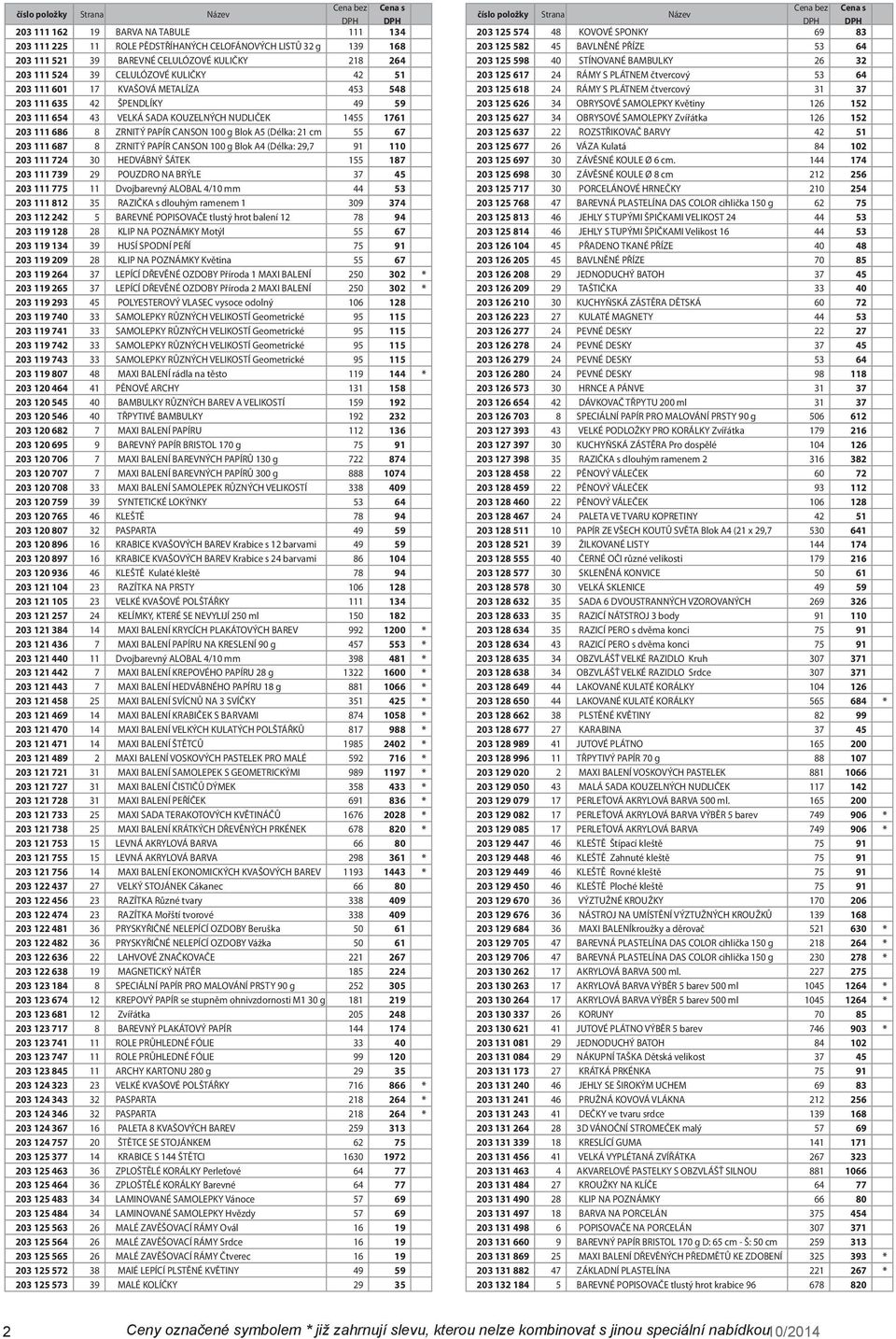 687 8 ZRNITÝ PAPÍR CANSON 100 g Blok A4 (Délka: 297 91 110 203 111 724 30 HEDVÁBNÝ ŠÁTEK 155 187 203 111 739 29 POUZDRO NA BRÝLE 37 45 203 111 775 11 Dvojbarevný ALOBAL 4/10 mm 44 53 203 111 812 35