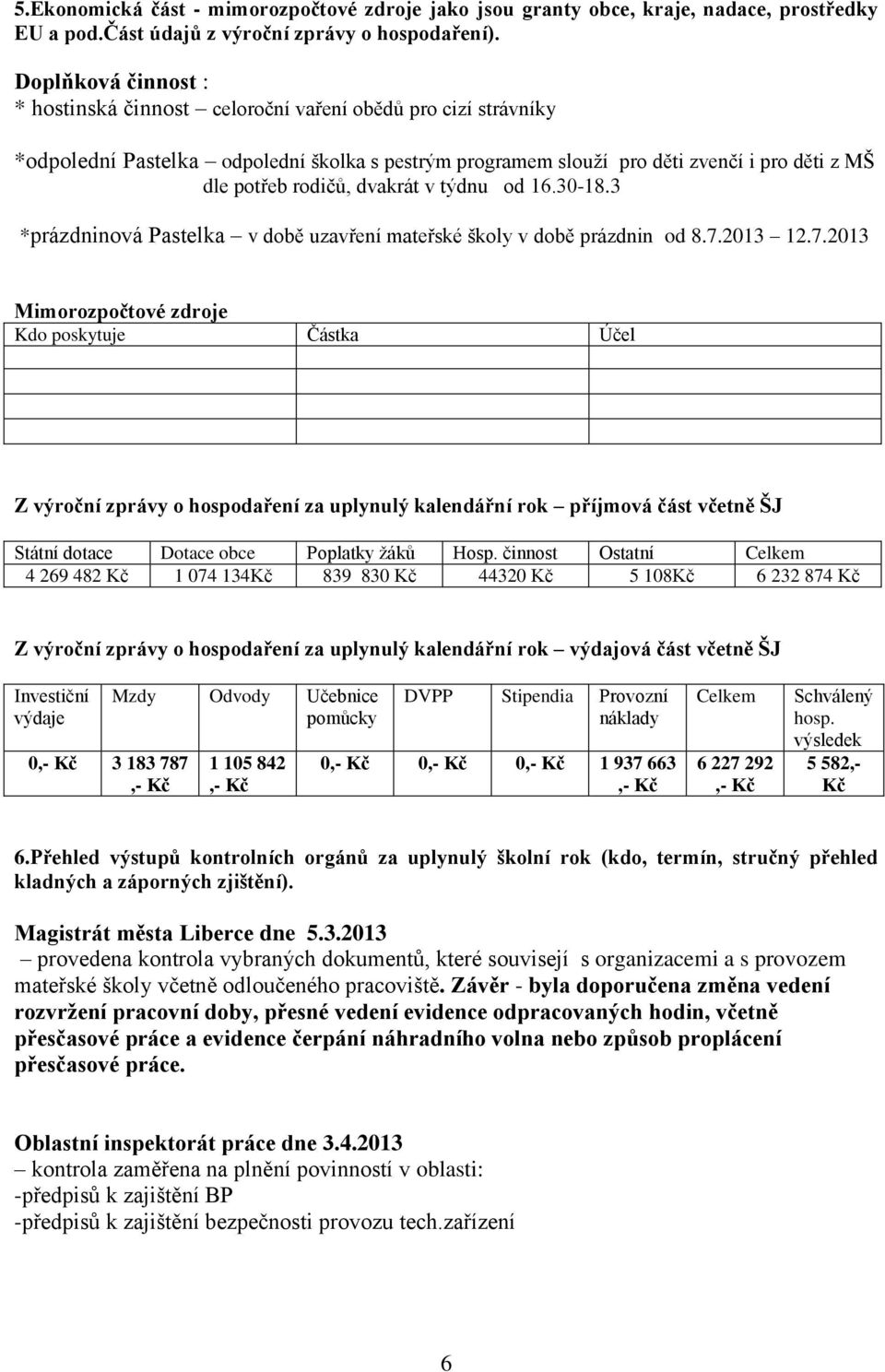 dvakrát v týdnu od 16.30-18.3 *prázdninová Pastelka v době uzavření mateřské školy v době prázdnin od 8.7.