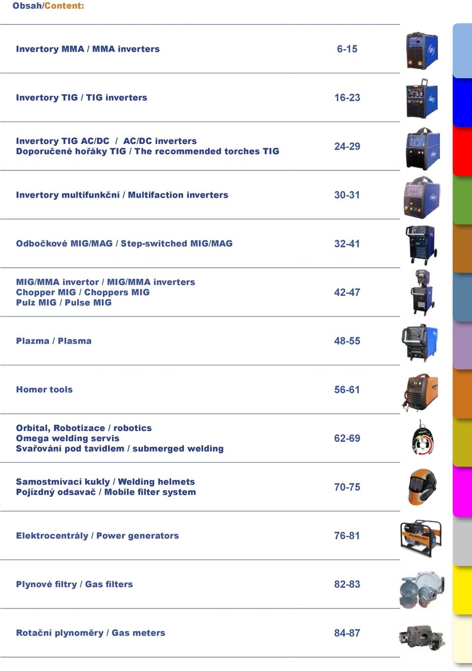 MIG / Pulse MIG 4247 Plazma / Plasma 4855 Homer tools 5661 Orbital, Robotizace / robotics Omega welding servis Svařování pod tavidlem / submerged welding 6269 Samostmívací