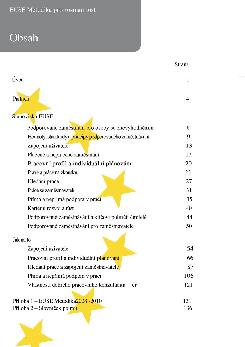 práci 35 Kariérní rozvoj a růst 40 Podporované zaměstnávání a klíčoví političtí činitelé 44 Podporované zaměstnávání pro zaměstnavatele 50 Jak na to Zapojení uživatele 54 Pracovní profil a