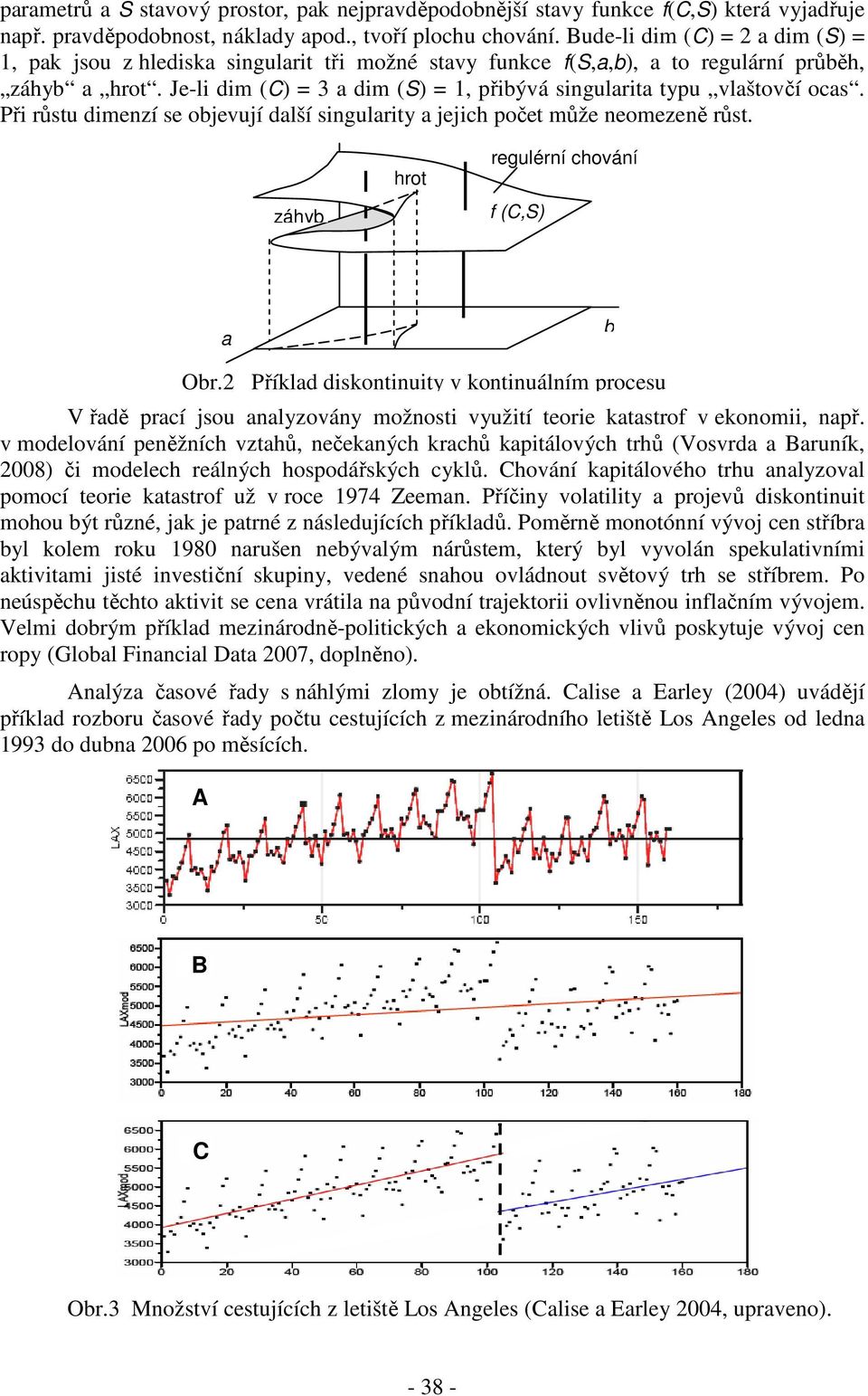 Je-li dim (C) = 3 a dim (S) = 1, přibývá singularita typu vlaštovčí ocas. Při růstu dimenzí se objevují další singularity a jejich počet může neomezeně růst.