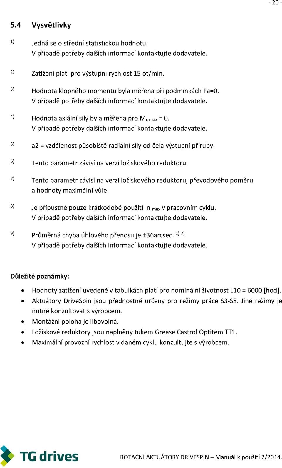 V případě potřeby dalších informací kontaktujte dodavatele. 5) a2 = vzdálenost působiště radiální síly od čela výstupní příruby. 6) Tento parametr závisí na verzi ložiskového reduktoru.