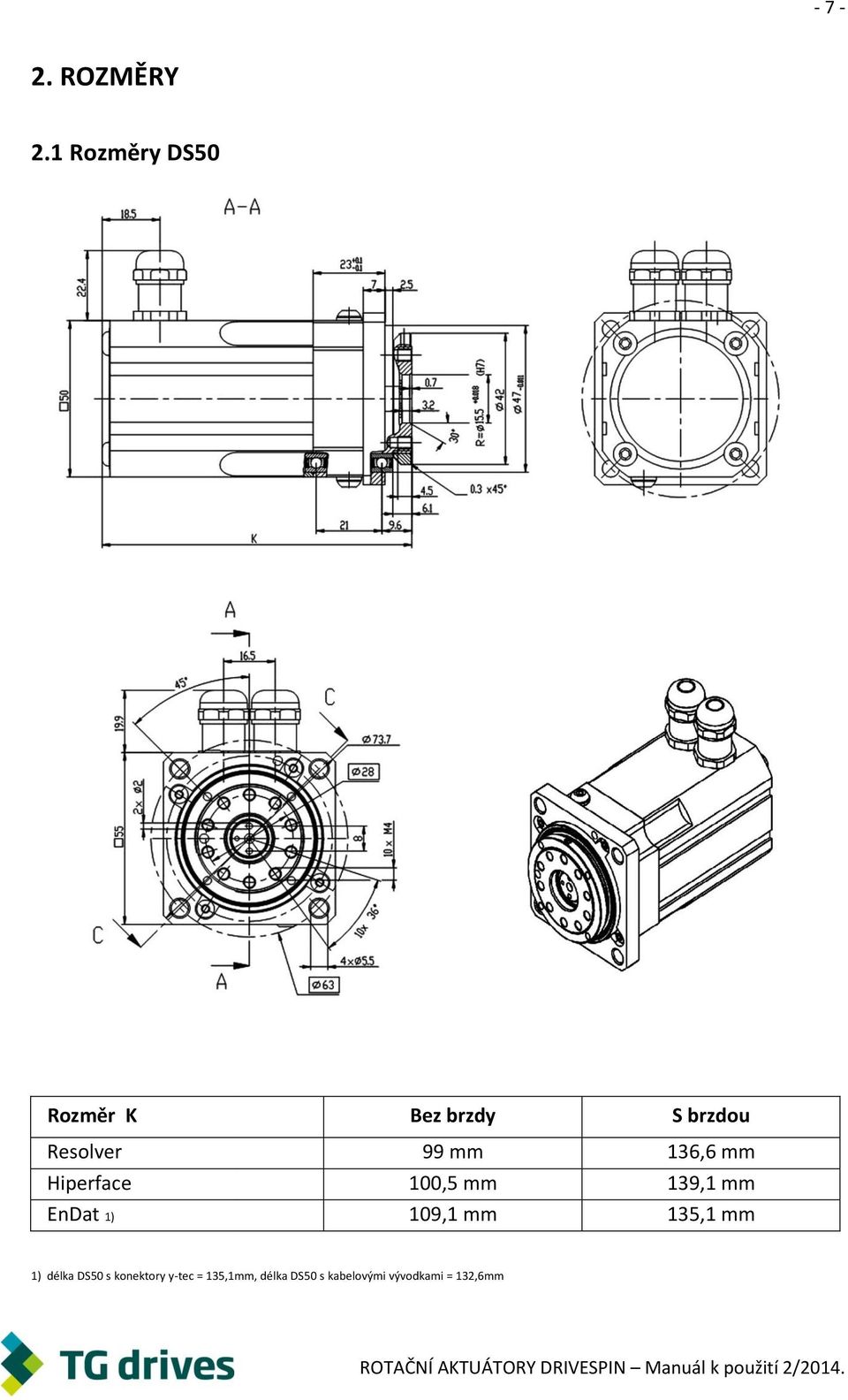 mm 136,6 mm Hiperface 100,5 mm 139,1 mm EnDat 1) 109,1