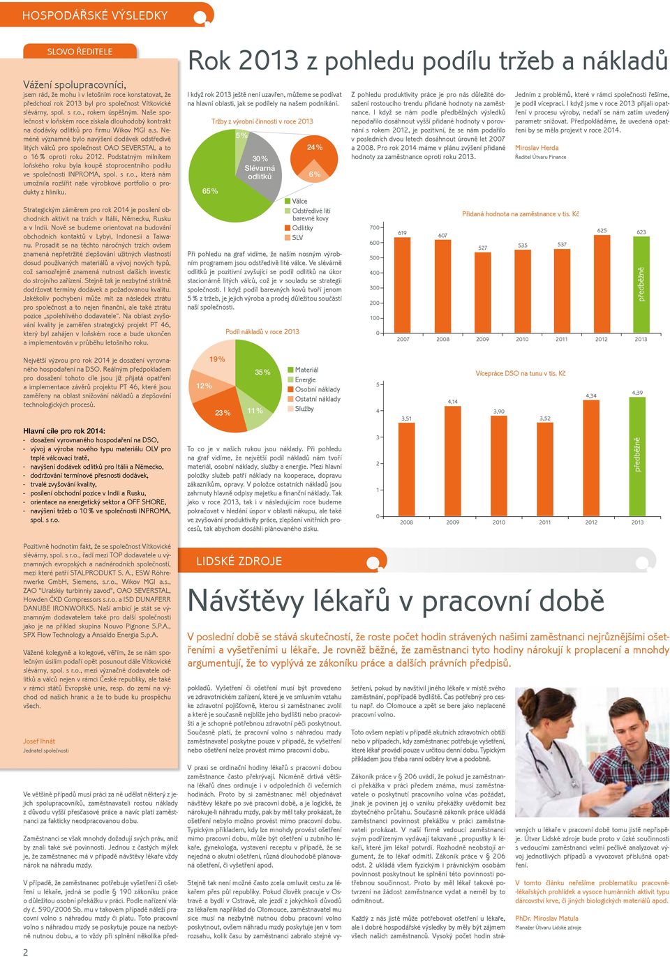 Podstatným milníkem loňského roku byla koupě stoprocentního podílu ve společnosti INPROMA, spol. s r.o., která nám umožnila rozšířit naše výrobkové portfolio o produkty z hliníku.