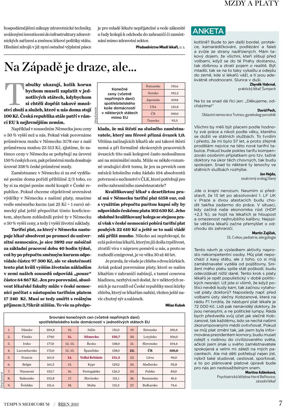 Předsednictvo Madí ékaři, o. s. Tabuky ukazují, koik korun bychom musei zapatit v jednotivých státech, kdybychom si chtěi dopřát takové množství zboží a sužeb, které u nás doma stojí 100 Kč.