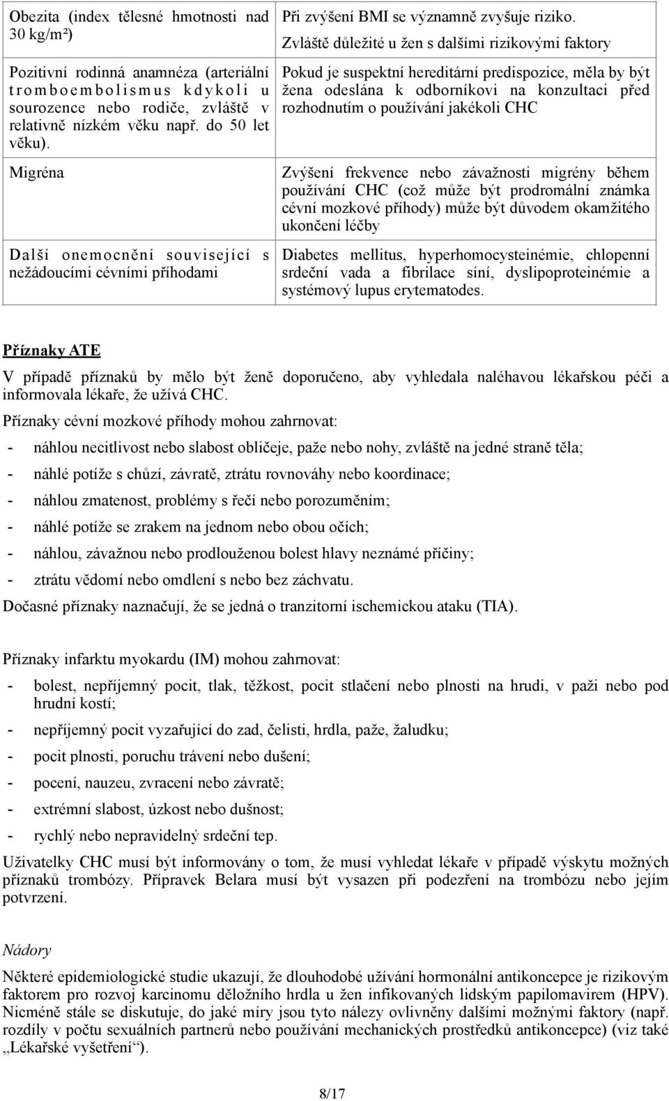 Zvláště důležité u žen s dalšími rizikovými faktory Pokud je suspektní hereditární predispozice, měla by být žena odeslána k odborníkovi na konzultaci před rozhodnutím o používání jakékoli CHC