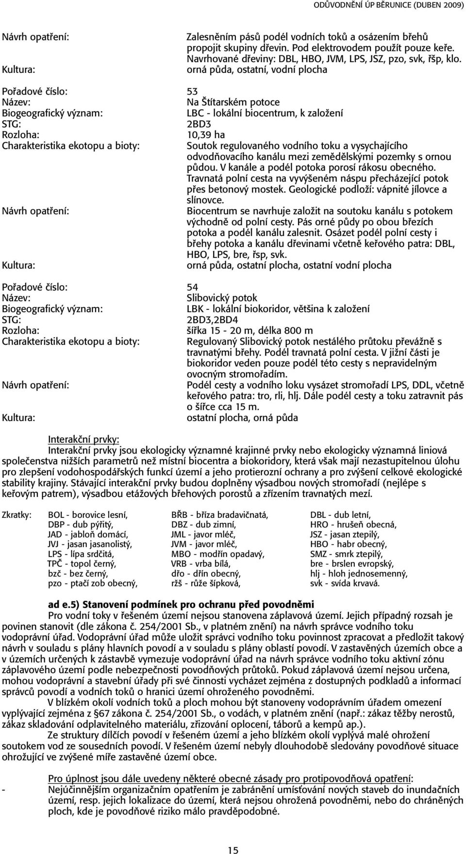 orná půda, ostatní, vodní plocha Pořadové číslo: 53 Název: Na Štítarském potoce Biogeografický význam: LBC - lokální biocentrum, k založení STG: 2BD3 Rozloha: 10,39 ha Charakteristika ekotopu a