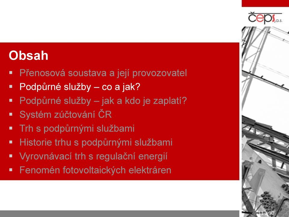 Systém zúčtování ČR Trh s podpůrnými službami Historie trhu s