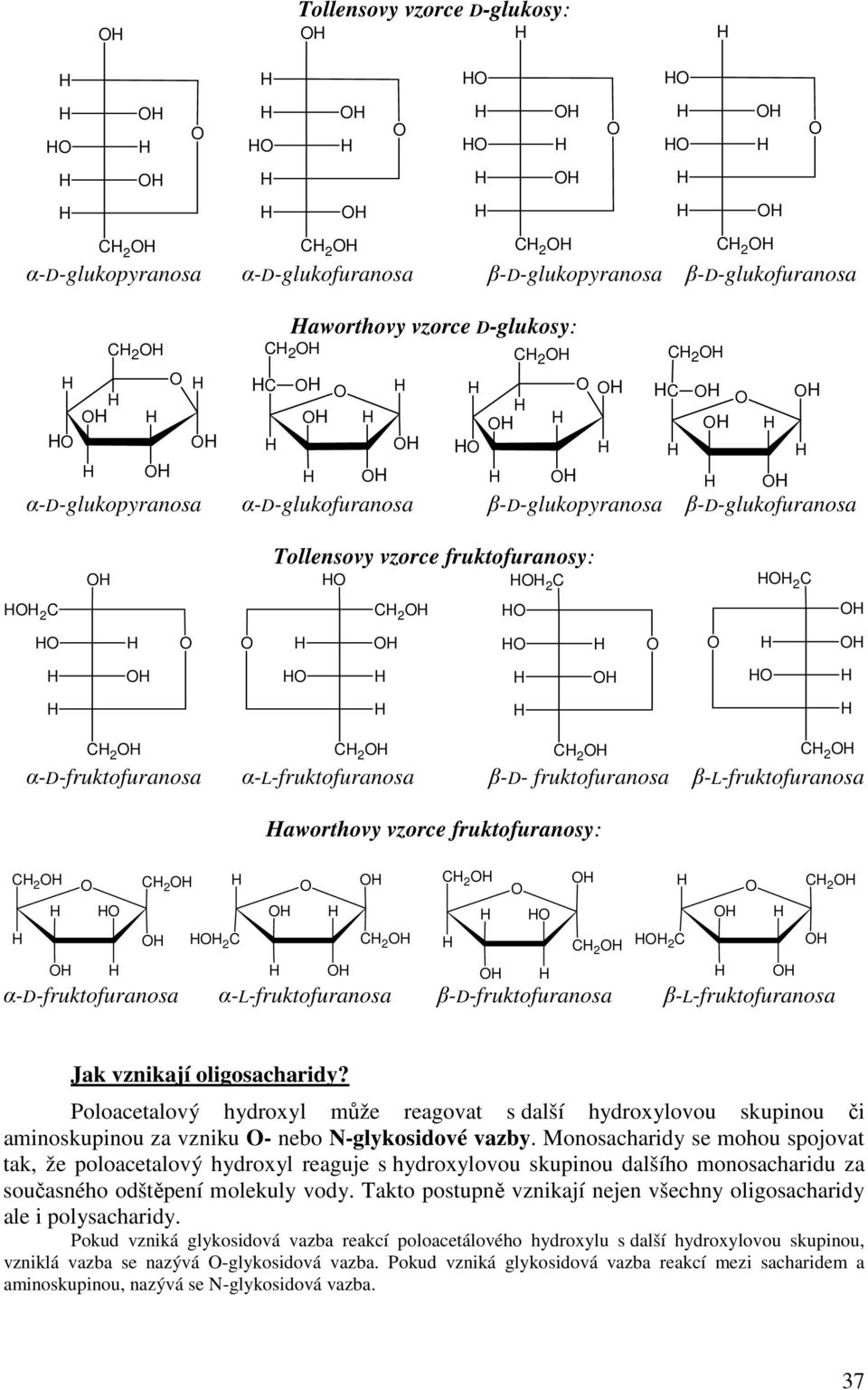 α-d-fruktofuranosa α-l-fruktofuranosa β-d-fruktofuranosa β-l-fruktofuranosa Jak vznikají oligosacharidy?