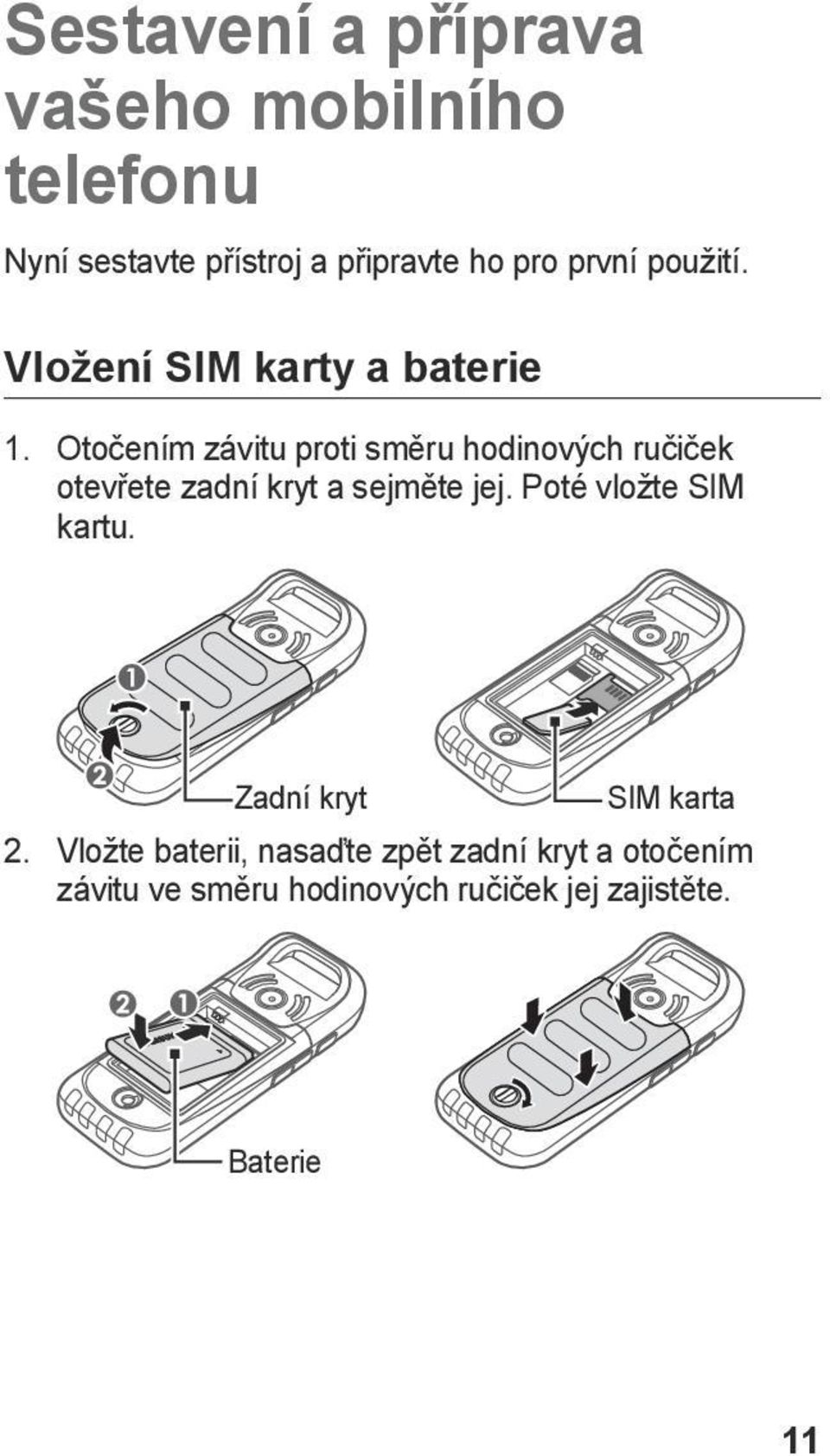 Otočením závitu proti směru hodinových ručiček otevřete zadní kryt a sejměte jej.