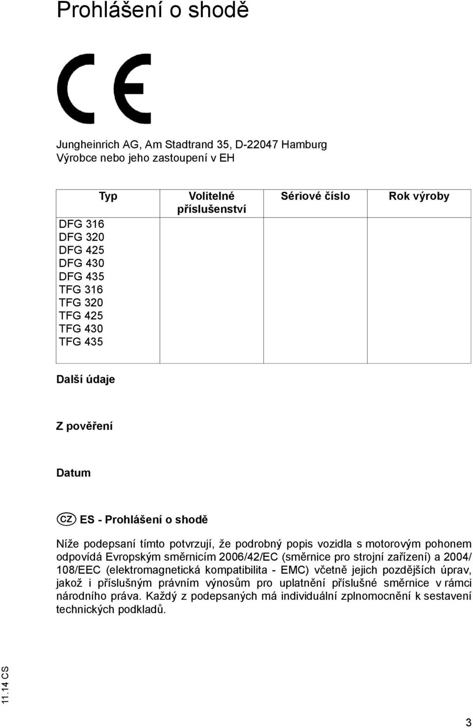 motorovým pohonem odpovídá Evropským sm rnicím 2006/42/EC (sm rnice pro strojní za ízení) a 2004/ 108/EEC (elektromagnetická kompatibilita - EMC) v etn jejich pozd jších