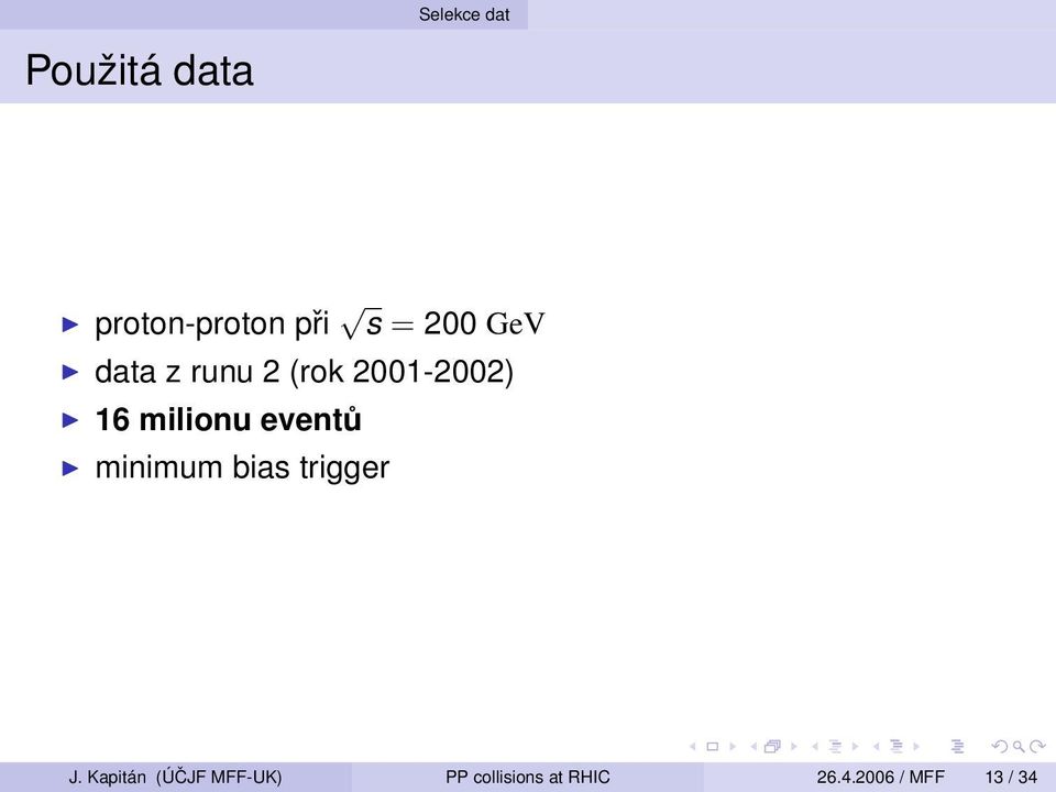 eventů minimum bias trigger J.