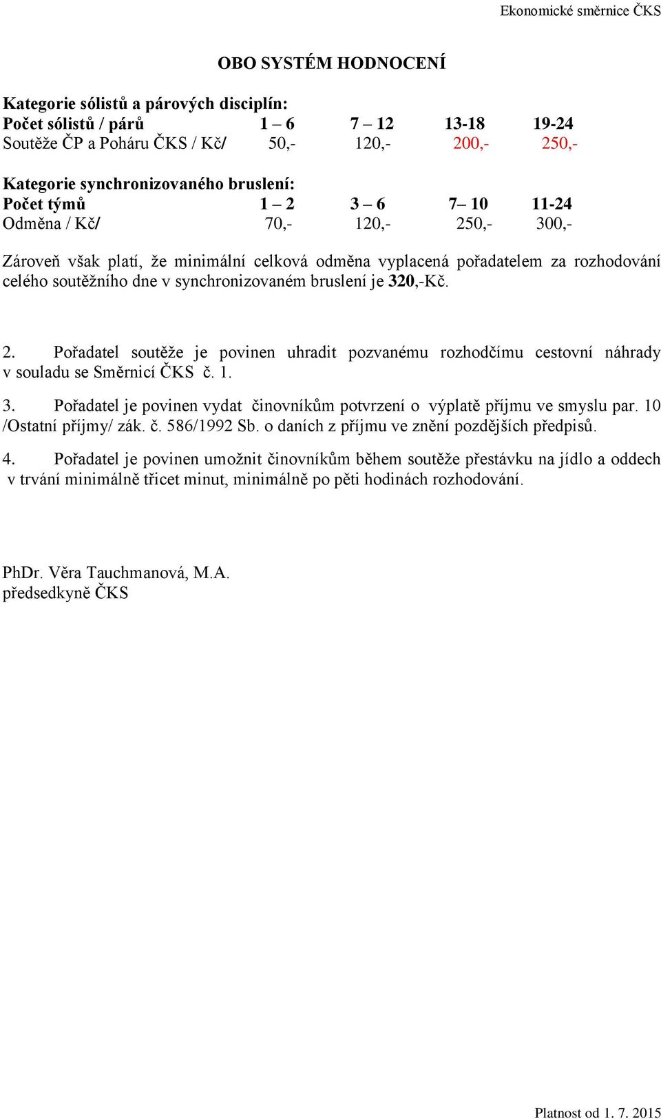 320,-Kč. 2. Pořadatel soutěže je povinen uhradit pozvanému rozhodčímu cestovní náhrady v souladu se Směrnicí ČKS č. 1. 3.