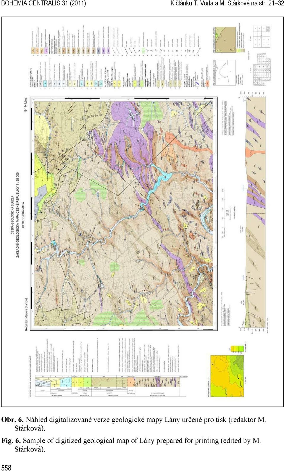 Náhled digitalizované verze geologické mapy Lány určené pro tisk