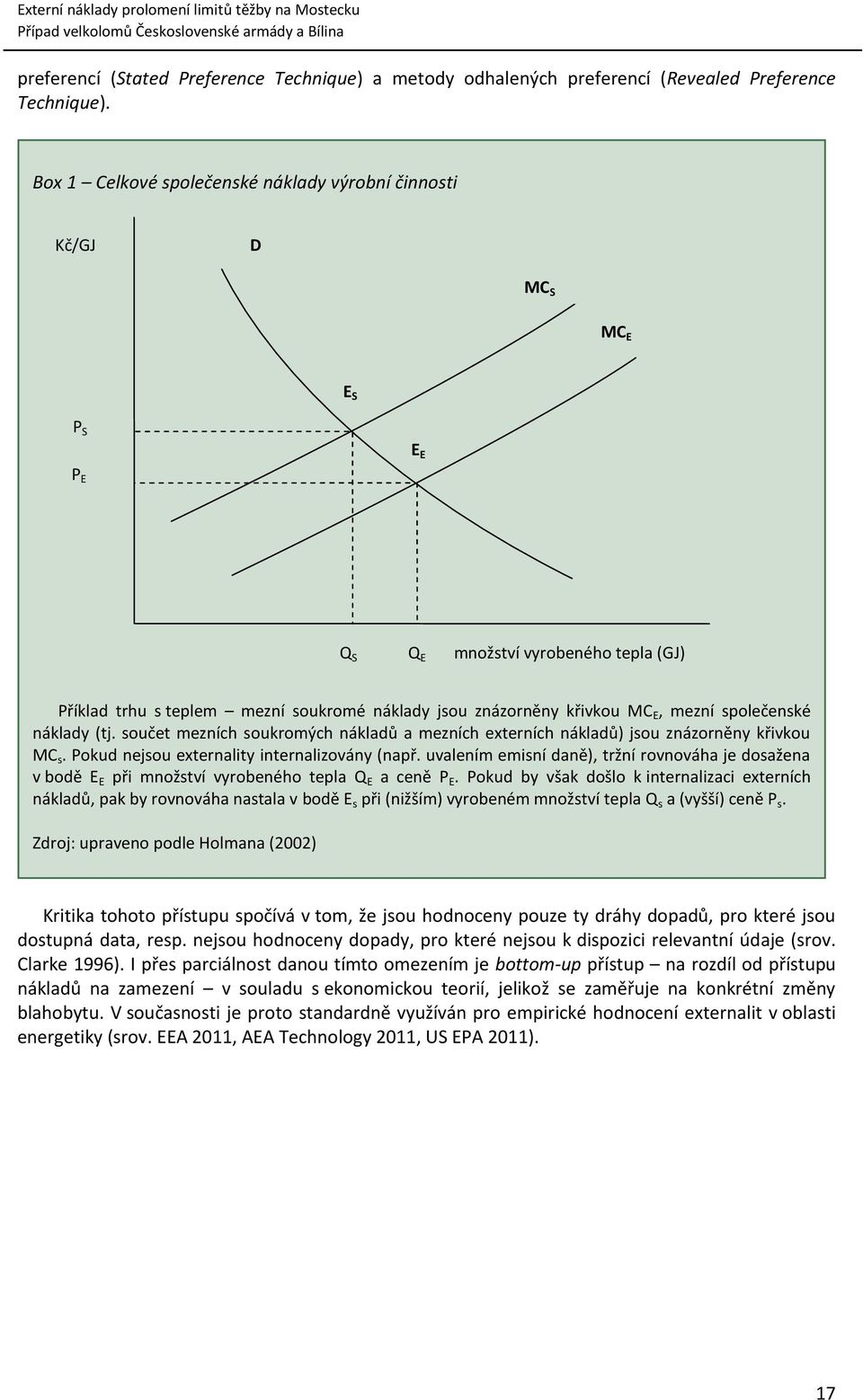 mezní společenské náklady (tj. součet mezních soukromých nákladů a mezních externích nákladů) jsou znázorněny křivkou MC s. Pokud nejsou externality internalizovány (např.