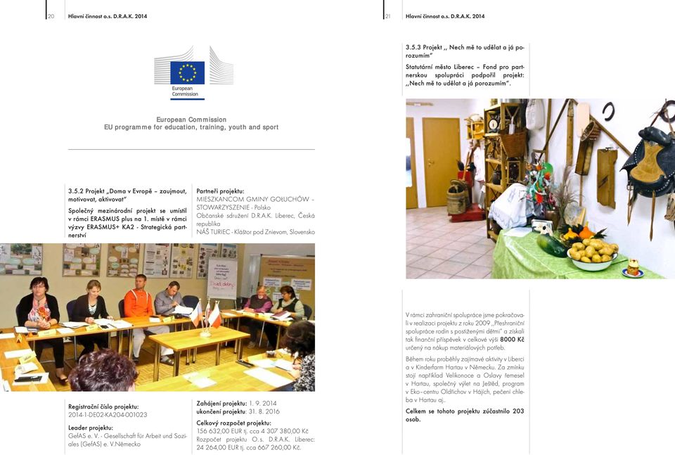 European Commission EU programme for education, training, youth and sport 3.5.2 Projekt Doma v Evropě zaujmout, motivovat, aktivovat Společný mezinárodní projekt se umístil v rámci ERASMUS plus na 1.