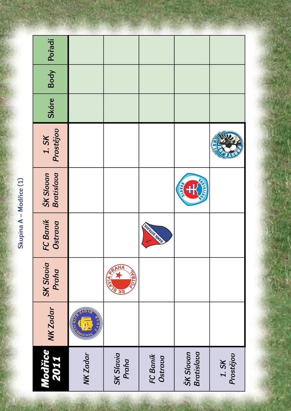 SK Prostějov NK Zadar SK Slavia Praha Skupina A