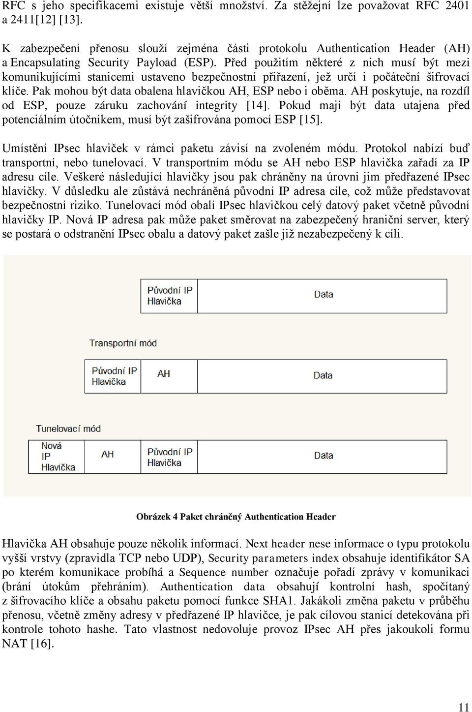 Před použitím některé z nich musí být mezi komunikujícími stanicemi ustaveno bezpečnostní přiřazení, jež určí i počáteční šifrovací klíče. Pak mohou být data obalena hlavičkou AH, ESP nebo i oběma.