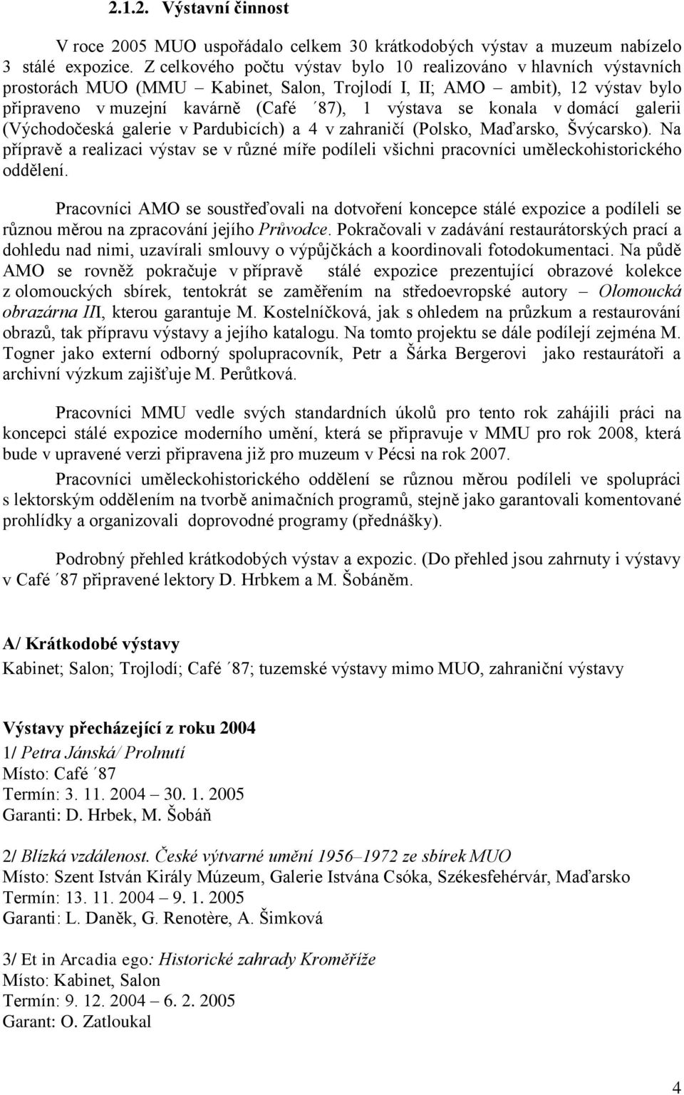 konala v domácí galerii (Východočeská galerie v Pardubicích) a 4 v zahraničí (Polsko, Maďarsko, Švýcarsko).