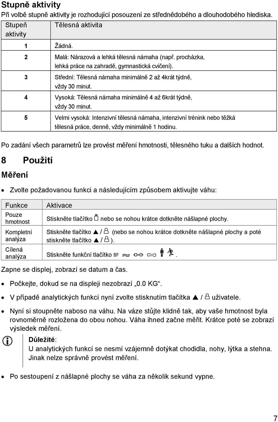 5 Velmi vysoká: Intenzivní tělesná námaha, intenzivní trénink nebo těžká tělesná práce, denně, vždy minimálně 1 hodinu.