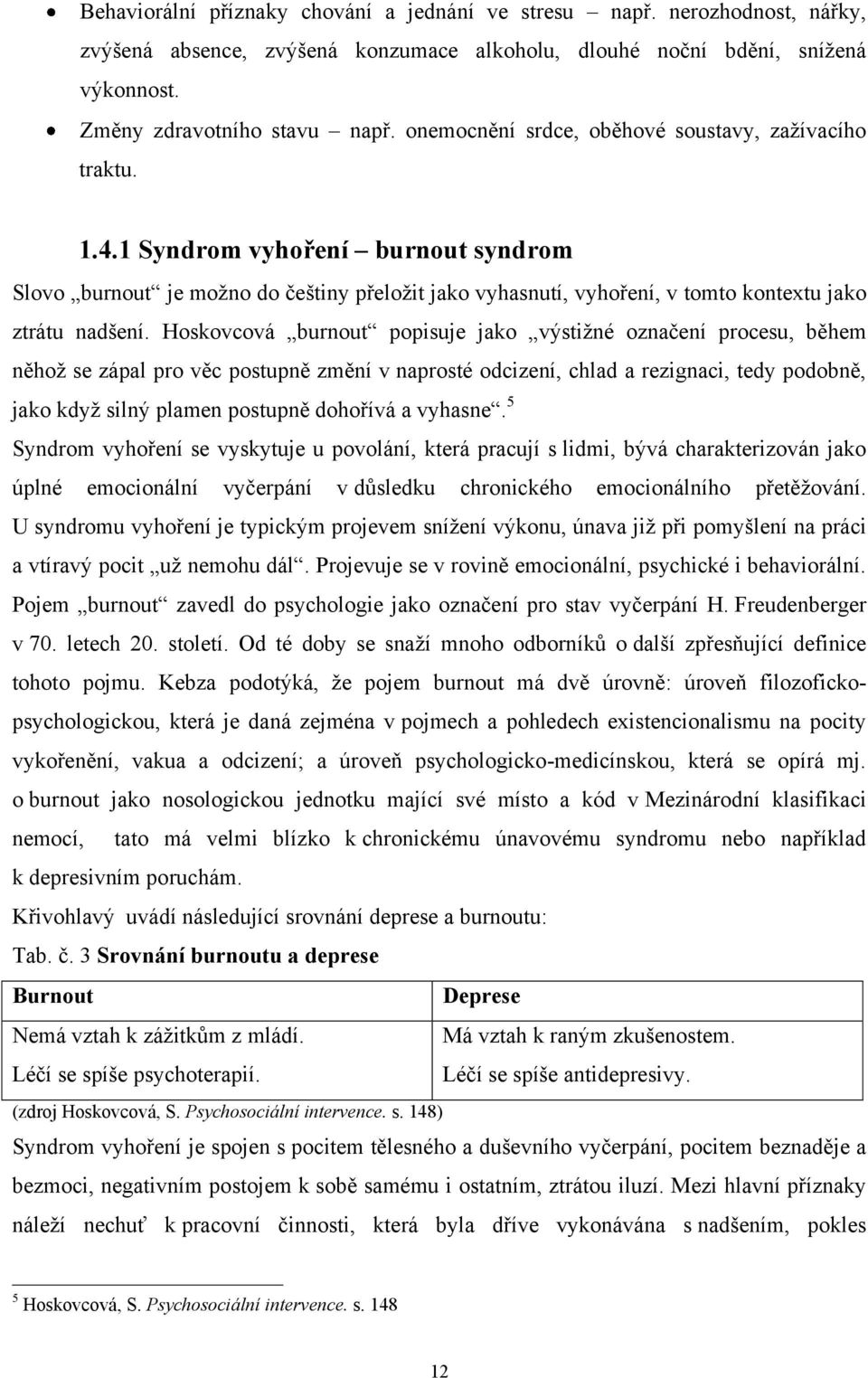 Hoskovcová burnout popisuje jako výstiţné označení procesu, během něhoţ se zápal pro věc postupně změní v naprosté odcizení, chlad a rezignaci, tedy podobně, jako kdyţ silný plamen postupně dohořívá