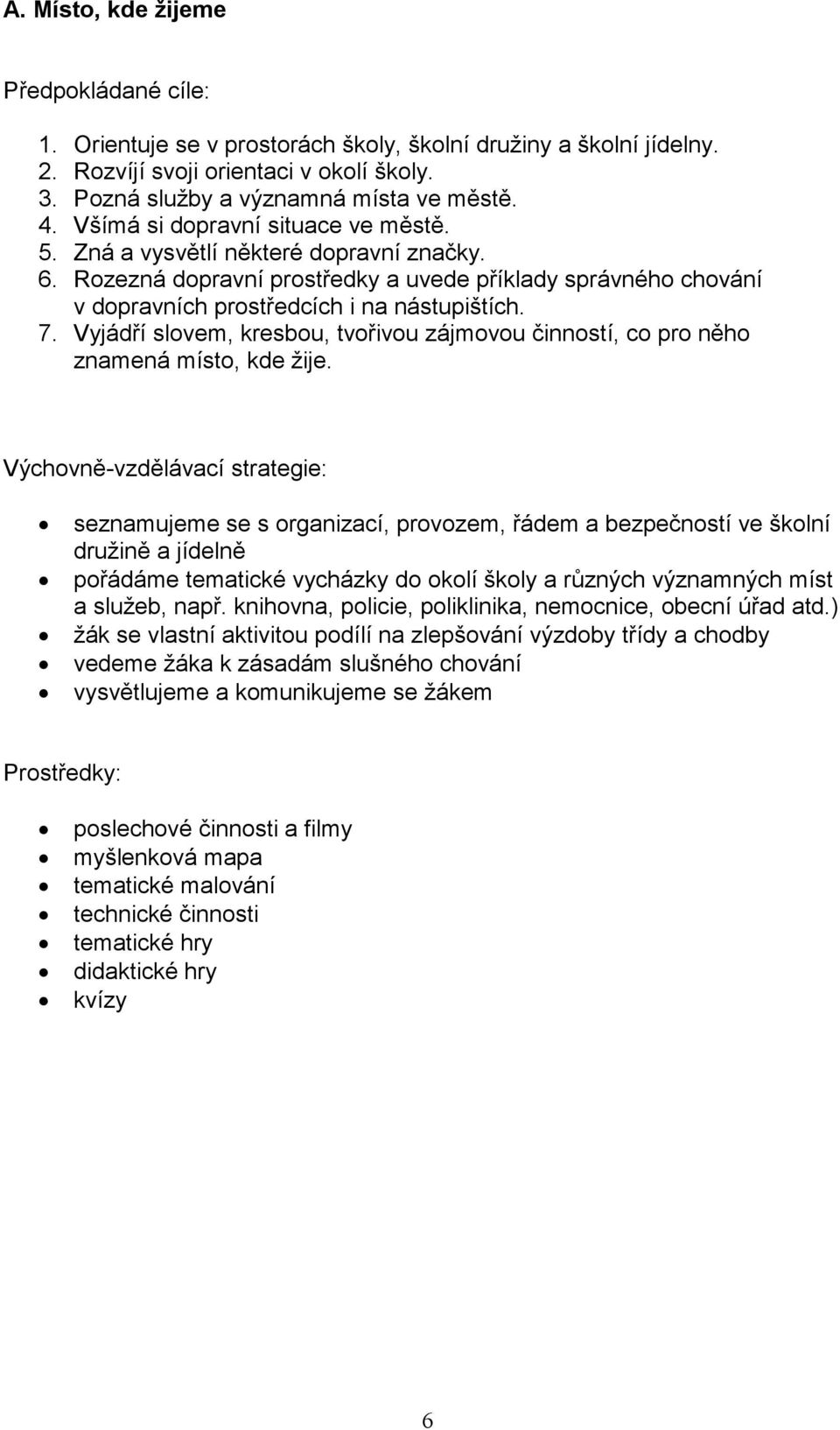 Vyjádří slovem, kresbou, tvořivou zájmovou činností, co pro něho znamená místo, kde žije.