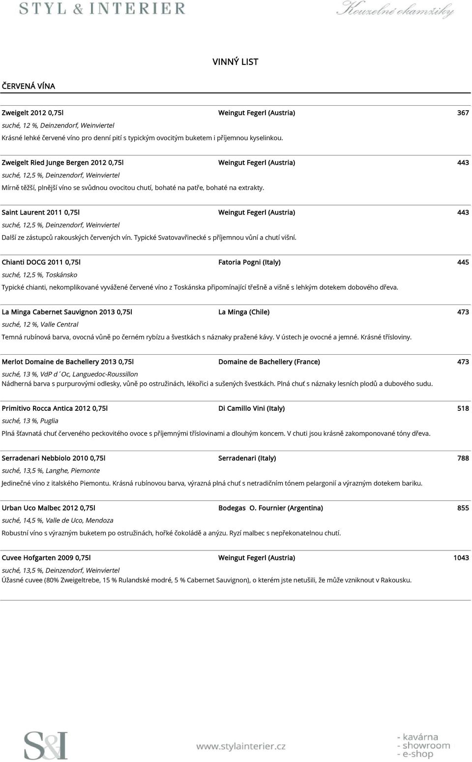 Zweigelt Ried Junge Bergen 2012 0,75l Weingut Fegerl (Austria) 443 suché, 12,5 %, Deinzendorf, Weinviertel Mírně těžší, plnější víno se svůdnou ovocitou chutí, bohaté na patře, bohaté na extrakty.