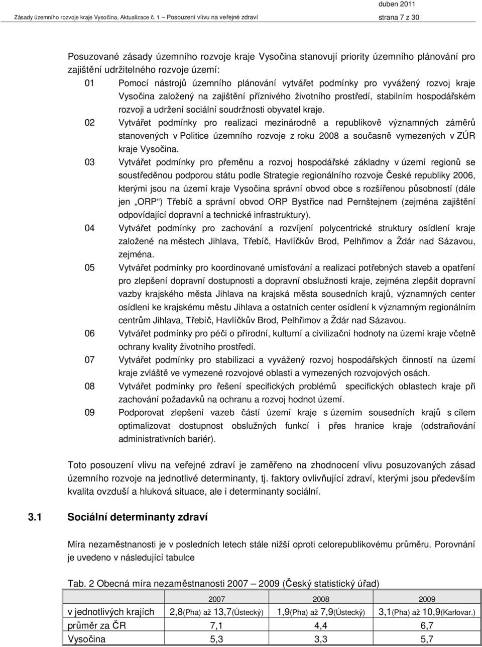 02 Vytvářet podmínky pro realizaci mezinárodně a republikově významných záměrů stanovených v Politice územního rozvoje z roku 2008 a současně vymezených v ZÚR kraje Vysočina.