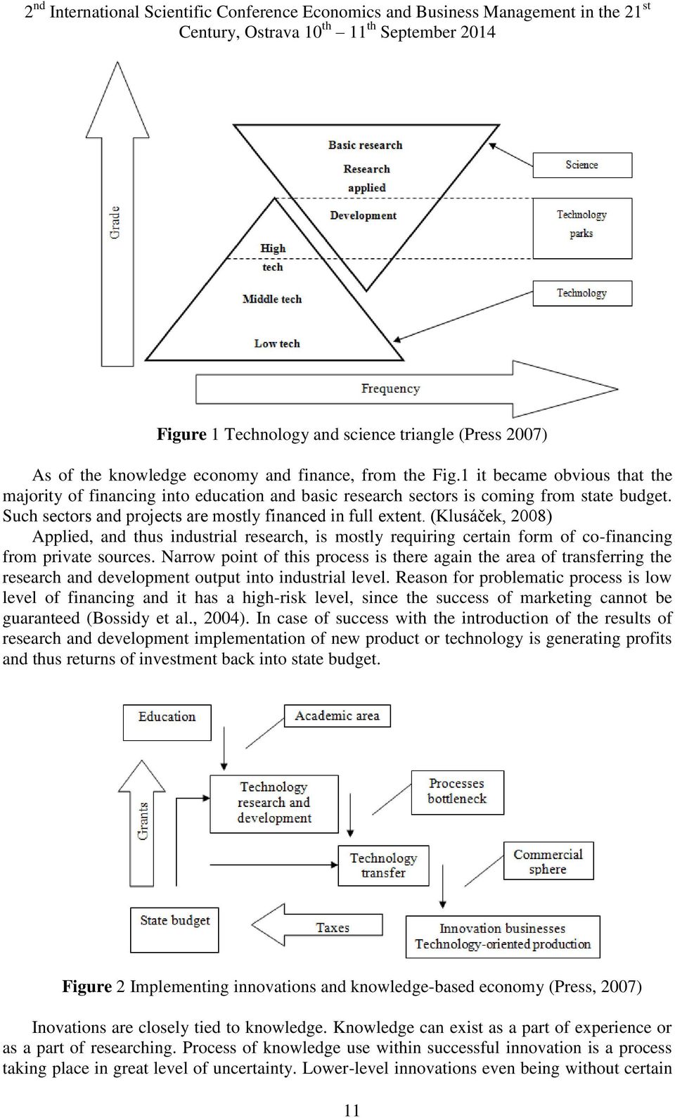 (Klusáček, 2008) Applied, and thus industrial research, is mostly requiring certain form of co-financing from private sources.