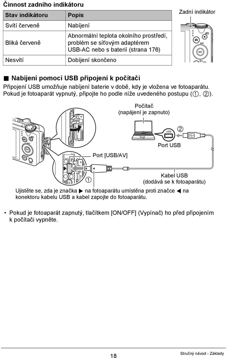 Pokud je fotoaparát vypnutý, připojte ho podle níže uvedeného postupu (1, 2).