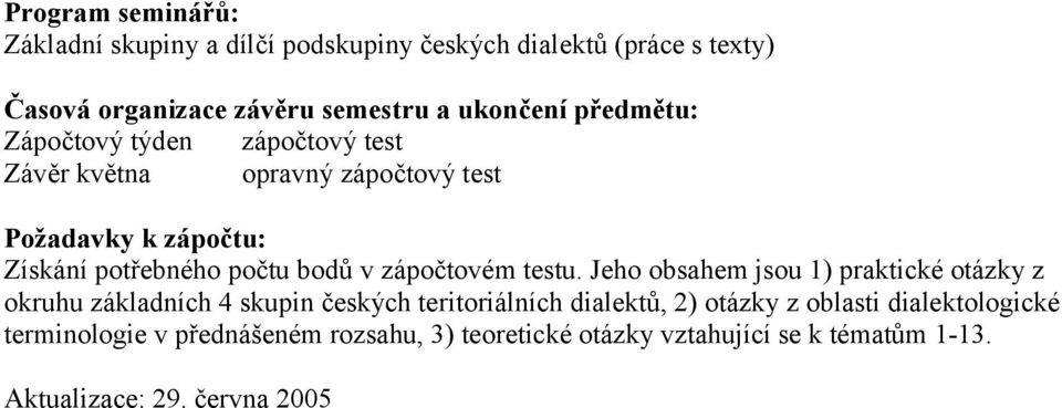 zápočtovém testu.