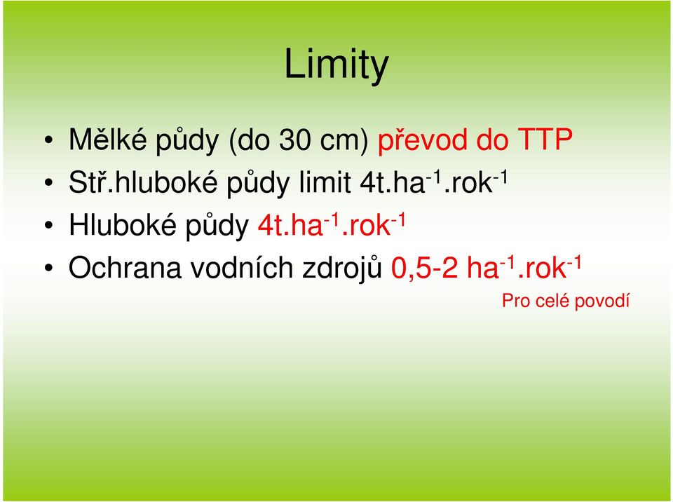 rok -1 Hluboké půdy 4t.ha -1.