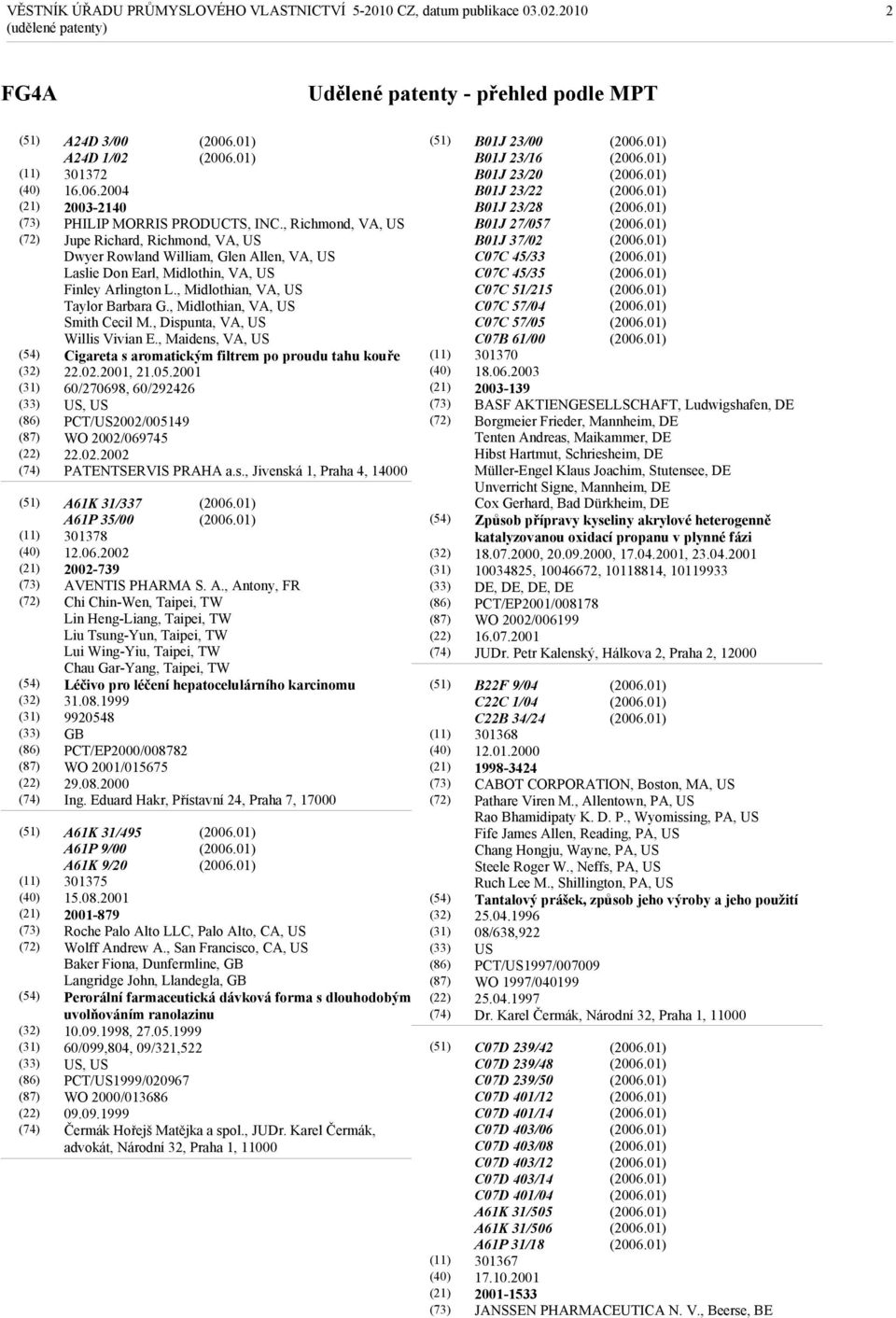 , Midlothian, VA, US Smith Cecil M., Dispunta, VA, US Willis Vivian E., Maidens, VA, US Cigareta s aromatickým filtrem po proudu tahu kouře 22.02.2001, 21.05.