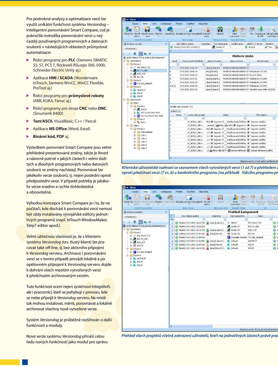 ) Aplikace HMI / SCADA (Wonderware InTouch, Siemens WinCC, WinCC Flexible, ProTool aj.) Řídicí programy pro průmyslové roboty (ABB, KUKA, Fanuc aj.