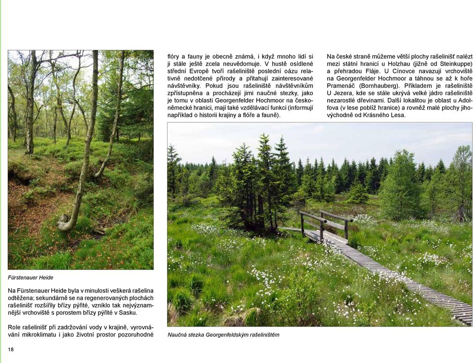 Pokud jsou rašeliniště návštěvníkům zpřístupněna a procházejí jimi naučné stezky, jako je tomu v oblasti Georgenfelder Hochmoor na českoněmecké hranici, mají také vzdělávací funkci (informují